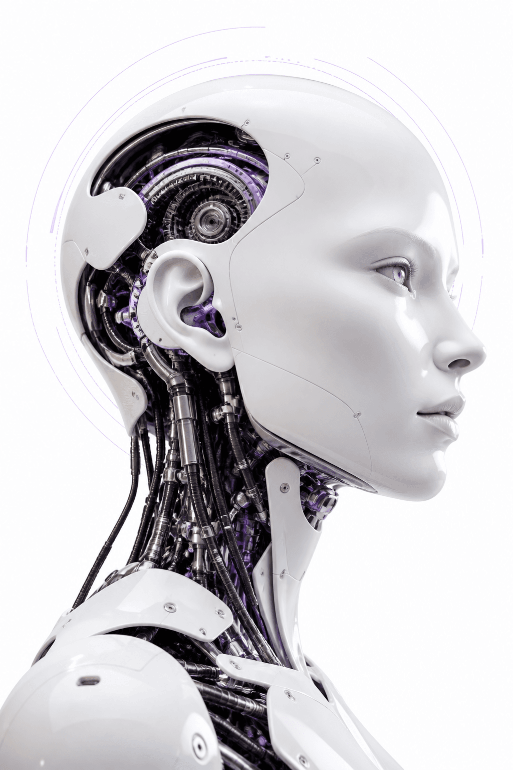 Futuristic AI robot head