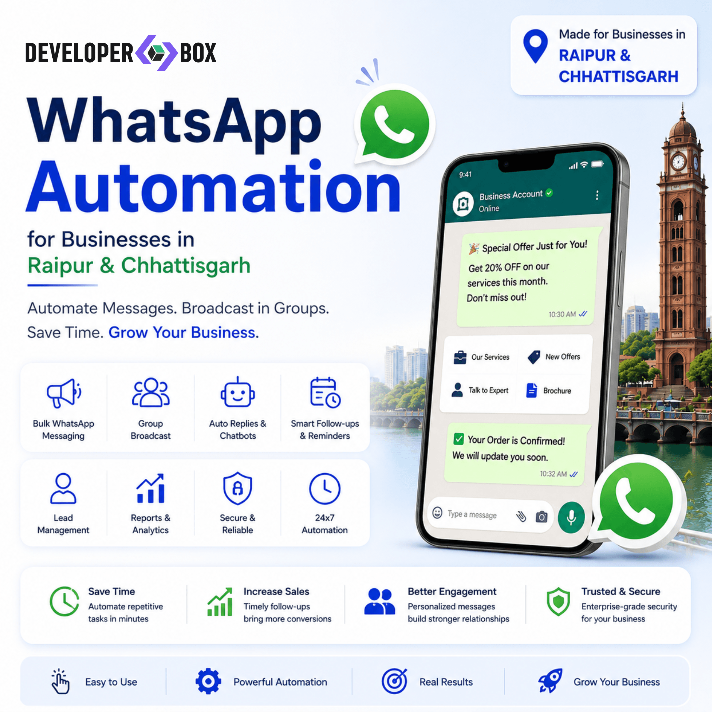 WhatsApp Automation in Raipur & Chhattisgarh: The Complete Guide to Growing Your Business with Bulk Messaging, Broadcast & AI Automation (2026)
