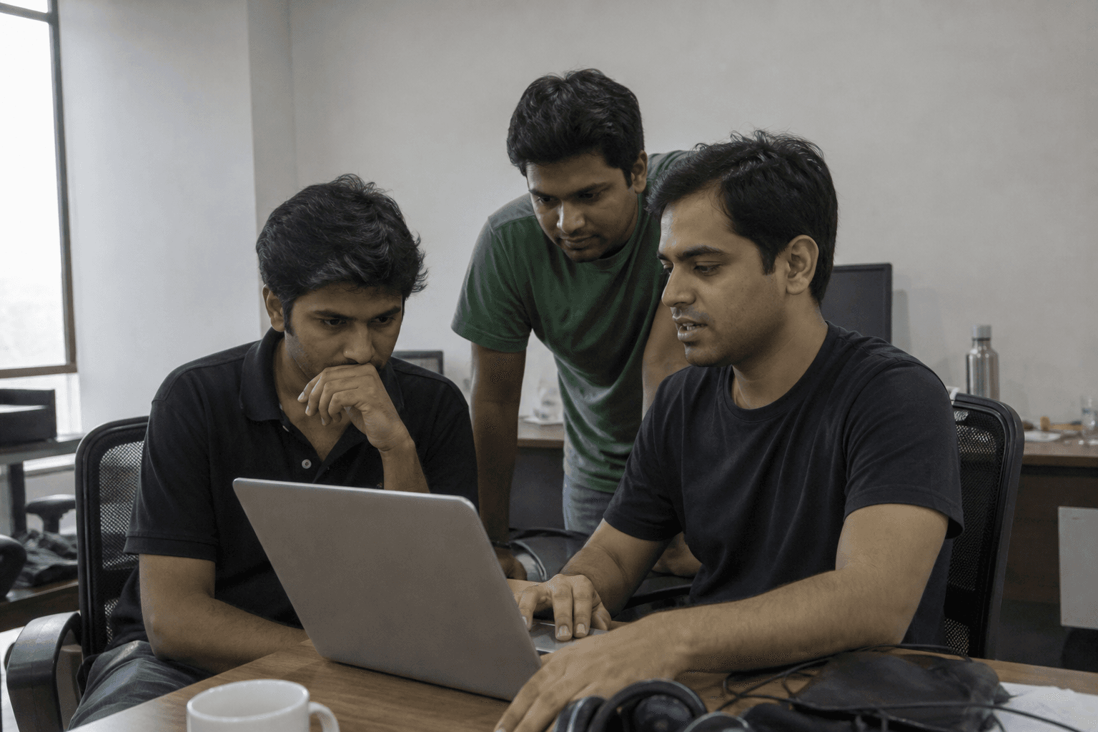 DeveloperBox team reviewing work together in the Raipur studio