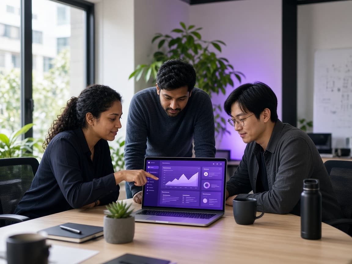 DeveloperBox engineers reviewing an AI product dashboard
