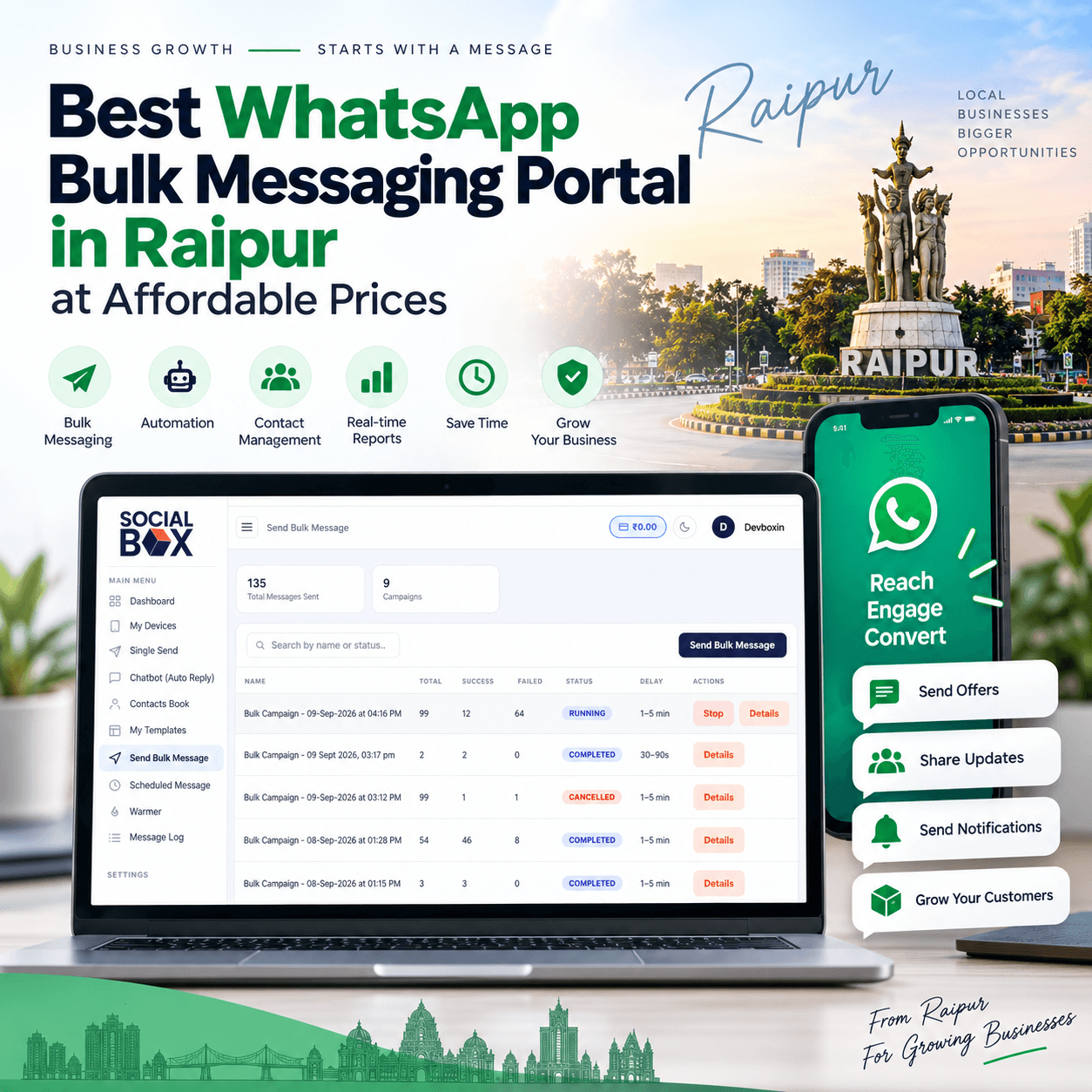 Best WhatsApp Bulk Messaging Portal in Raipur at Affordable Prices